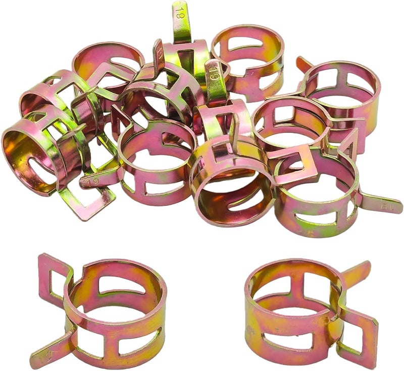 AUXBC 12Pcs 3/4inch Spring Band Type Fuel Hose Clamps, 19mm Silicone Vacuum Hose Pipe Clamp Fasteners, Water Pipe Air Tube Clamps, Fit 19.4-21.4mm OD Hose - Image 1